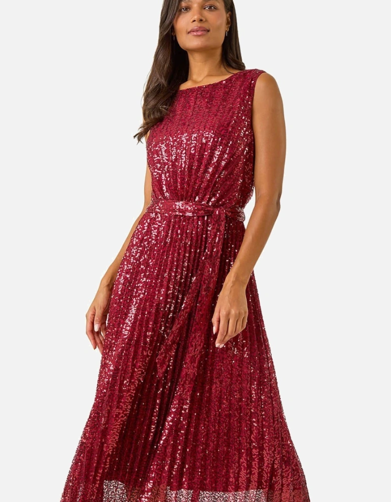 Sequin Pleated Midi Dress