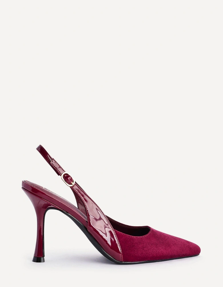 Wink Burgundy Faux Suede Two Tone Court Heel