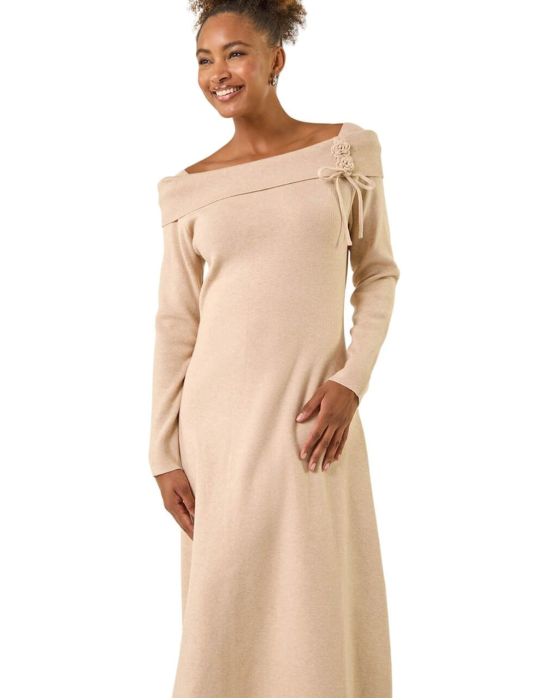 Floral Bardot Knit Midi Dress, 2 of 1