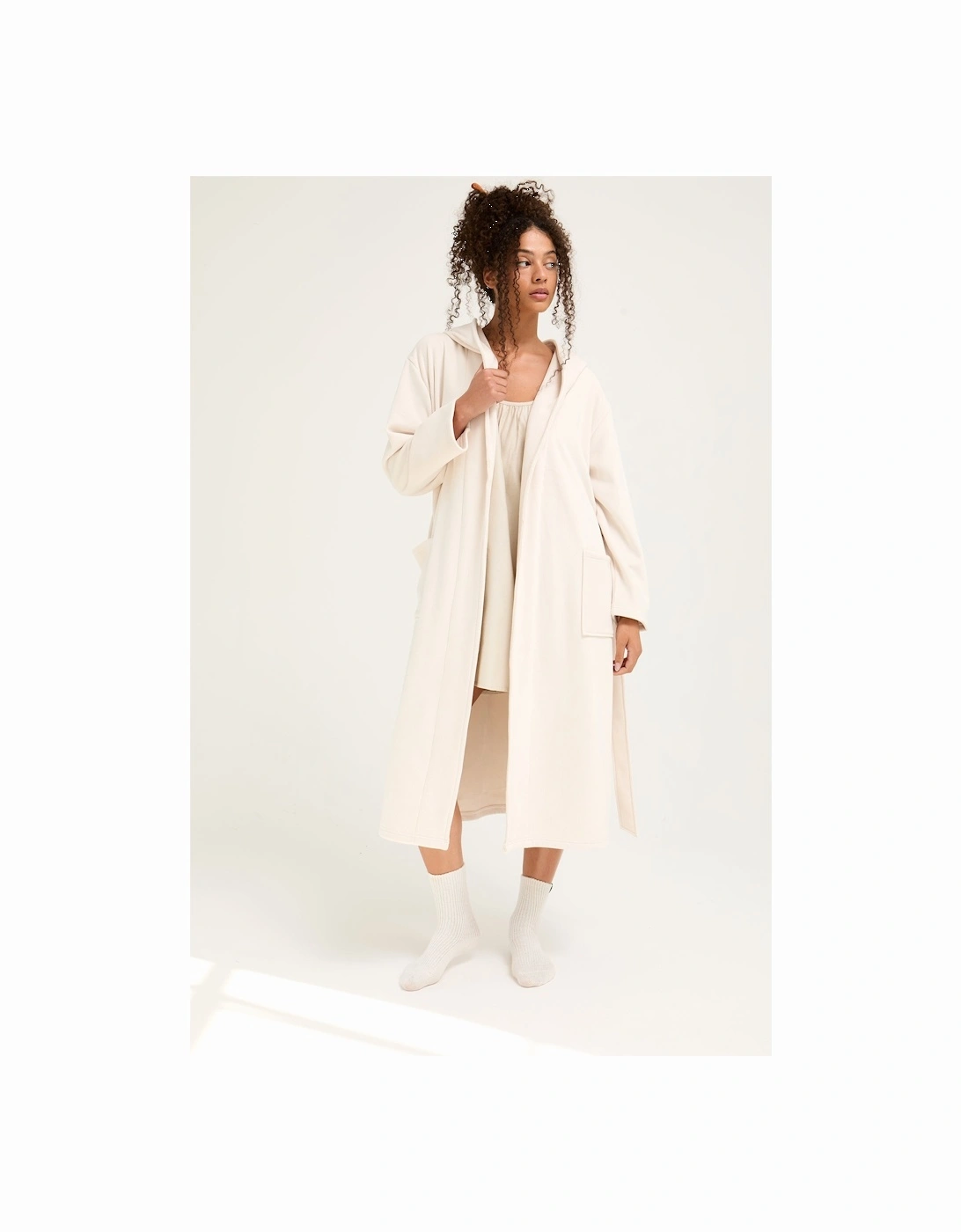 Ribbed Hooded Robe in Cream, 5 of 4