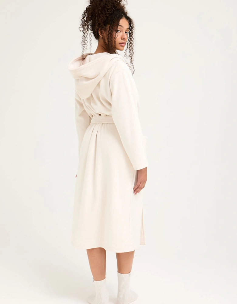 Ribbed Hooded Robe in Cream
