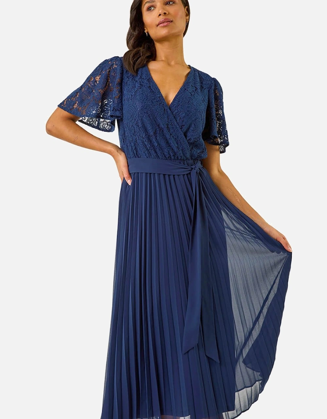 Lace Detail Wrap Midi Dress, 2 of 1