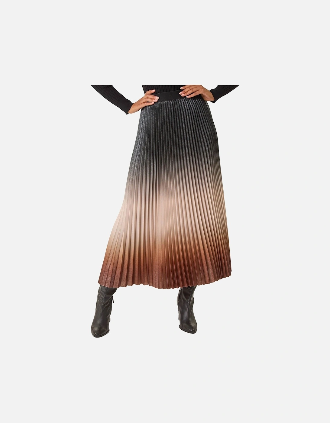 Ombre Pleated Stretch Skirt, 2 of 1