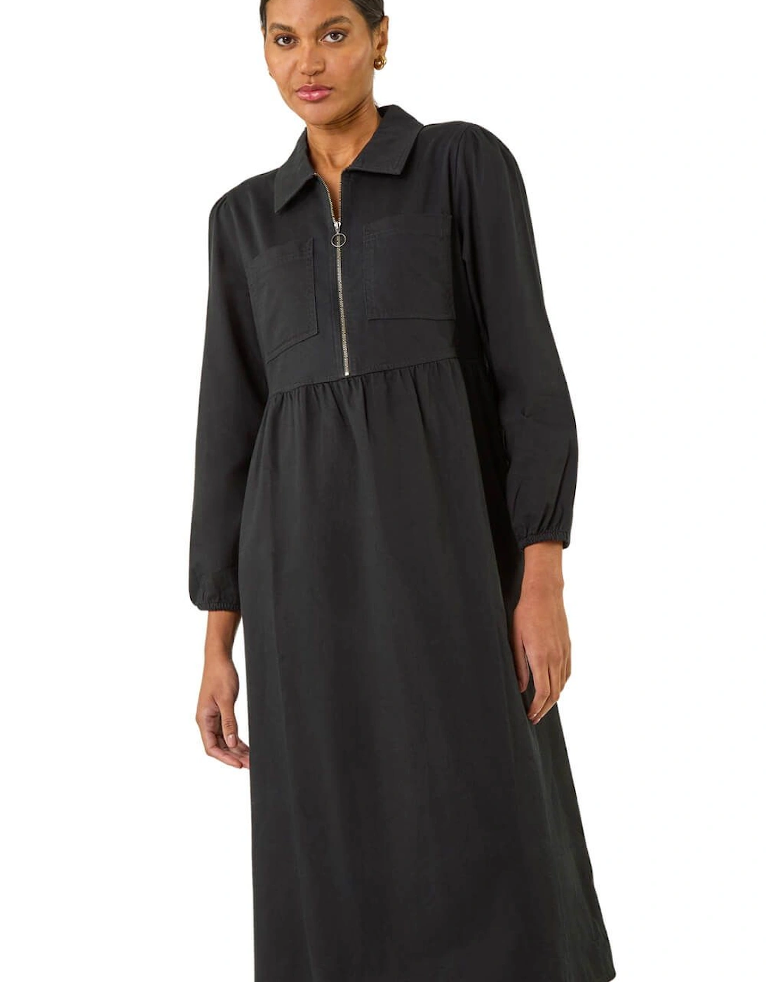 Corduroy Zip Detail Midi Dress, 2 of 1