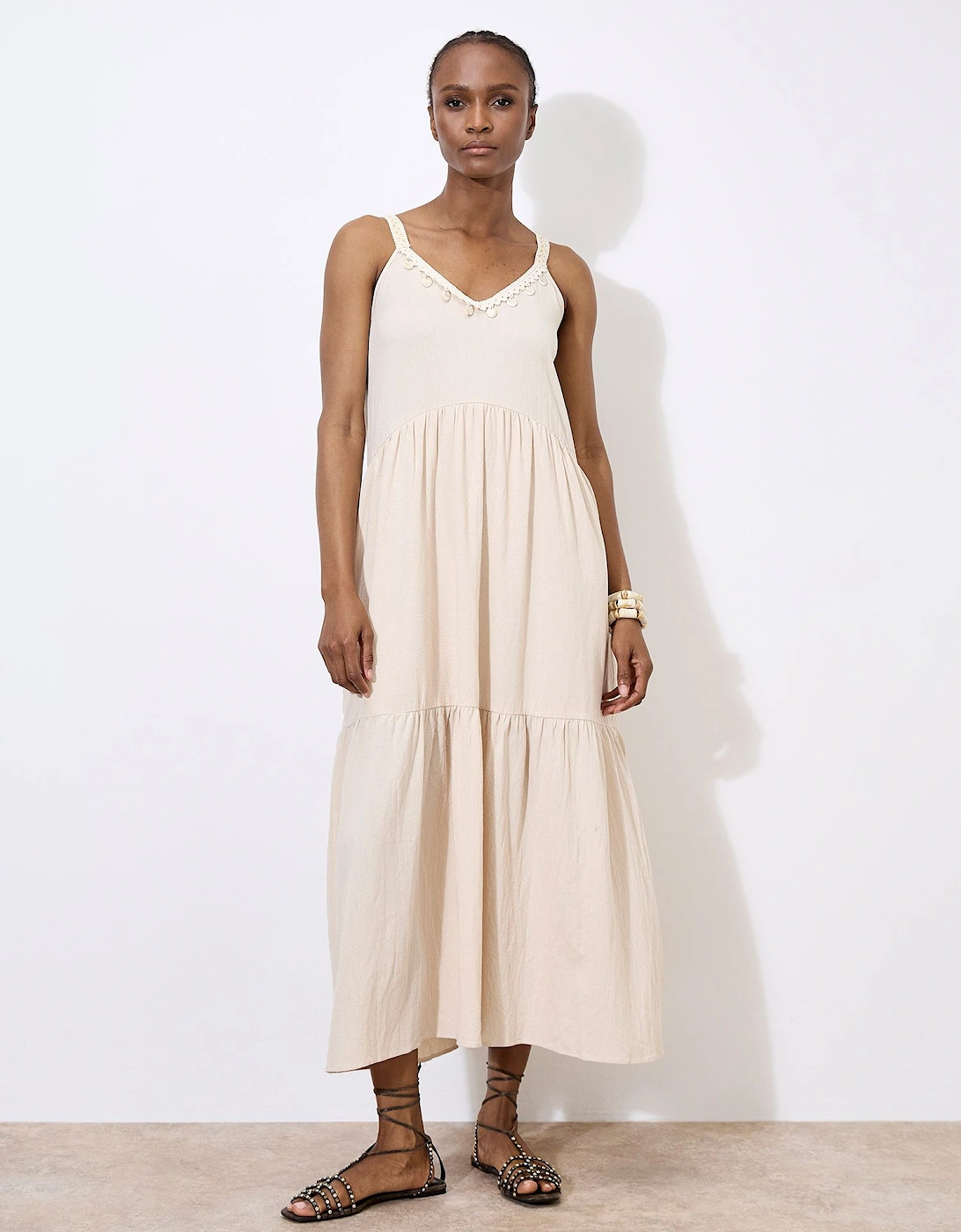 Bead Embellished Cotton Midaxi Dress, 2 of 1