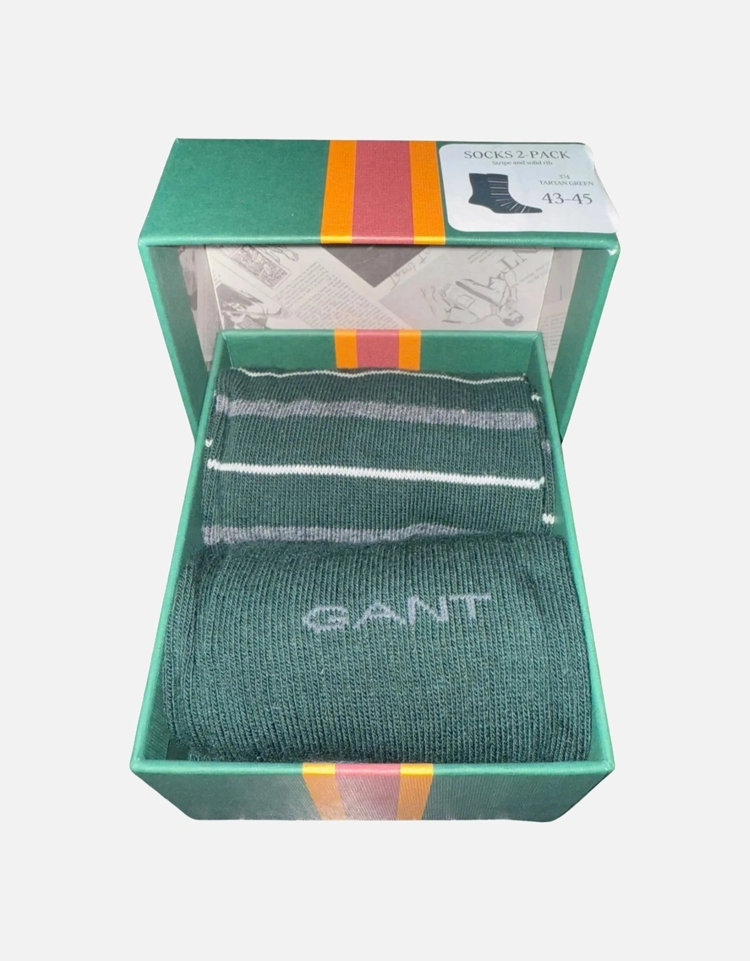 2-Pack Multi-Stripe Socks Gift Set, Tartan Green, 8 of 7