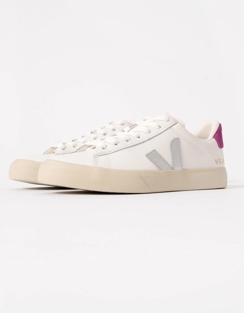Campo Leather Womens Trainers - White/Silver/Ultraviolet