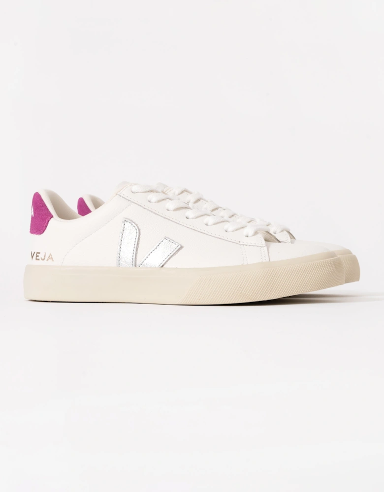 Campo Leather Womens Trainers - White/Silver/Ultraviolet