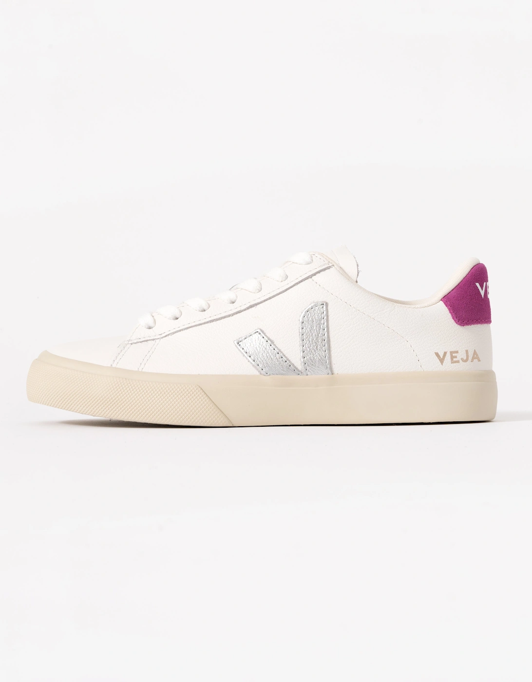 Campo Leather Womens Trainers - White/Silver/Ultraviolet