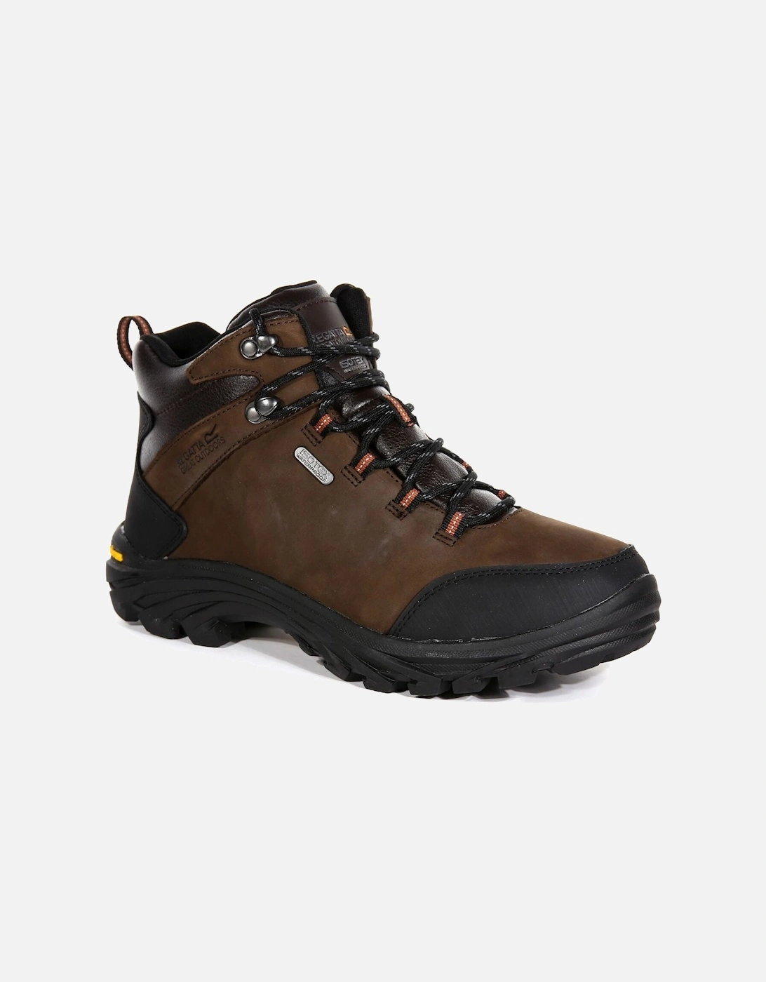 Mens Burrell Leather Waterproof Walking Boots, 2 of 1