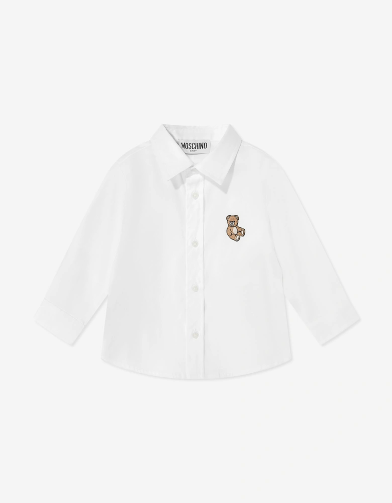 Baby Boys Teddy Bear Shirt in White