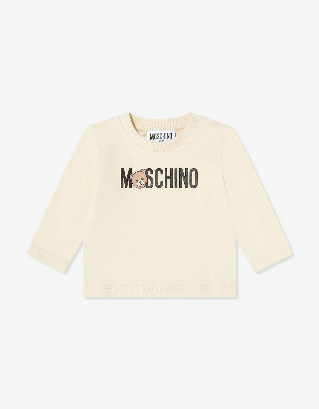 Baby Long Sleeve Logo T-Shirt in Beige, 6 of 5