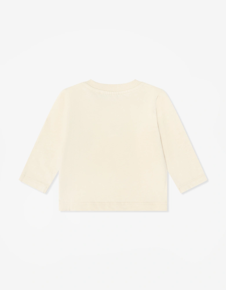 Baby Long Sleeve Logo T-Shirt in Beige