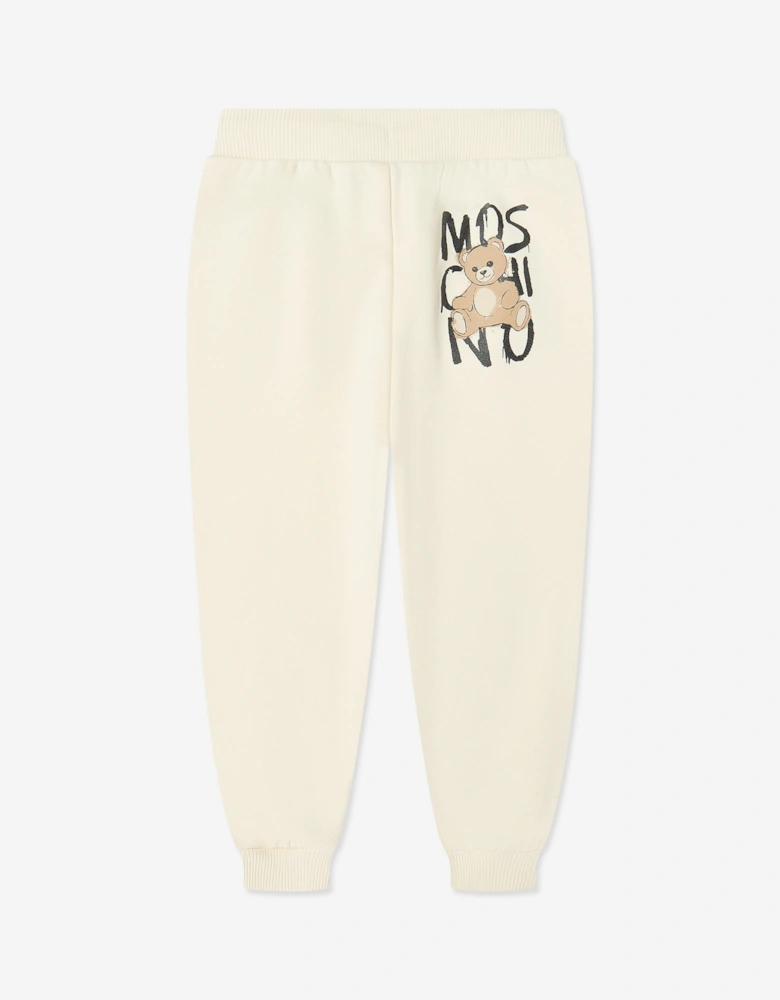 Kids Teddy Bear Logo Joggers in Ivory