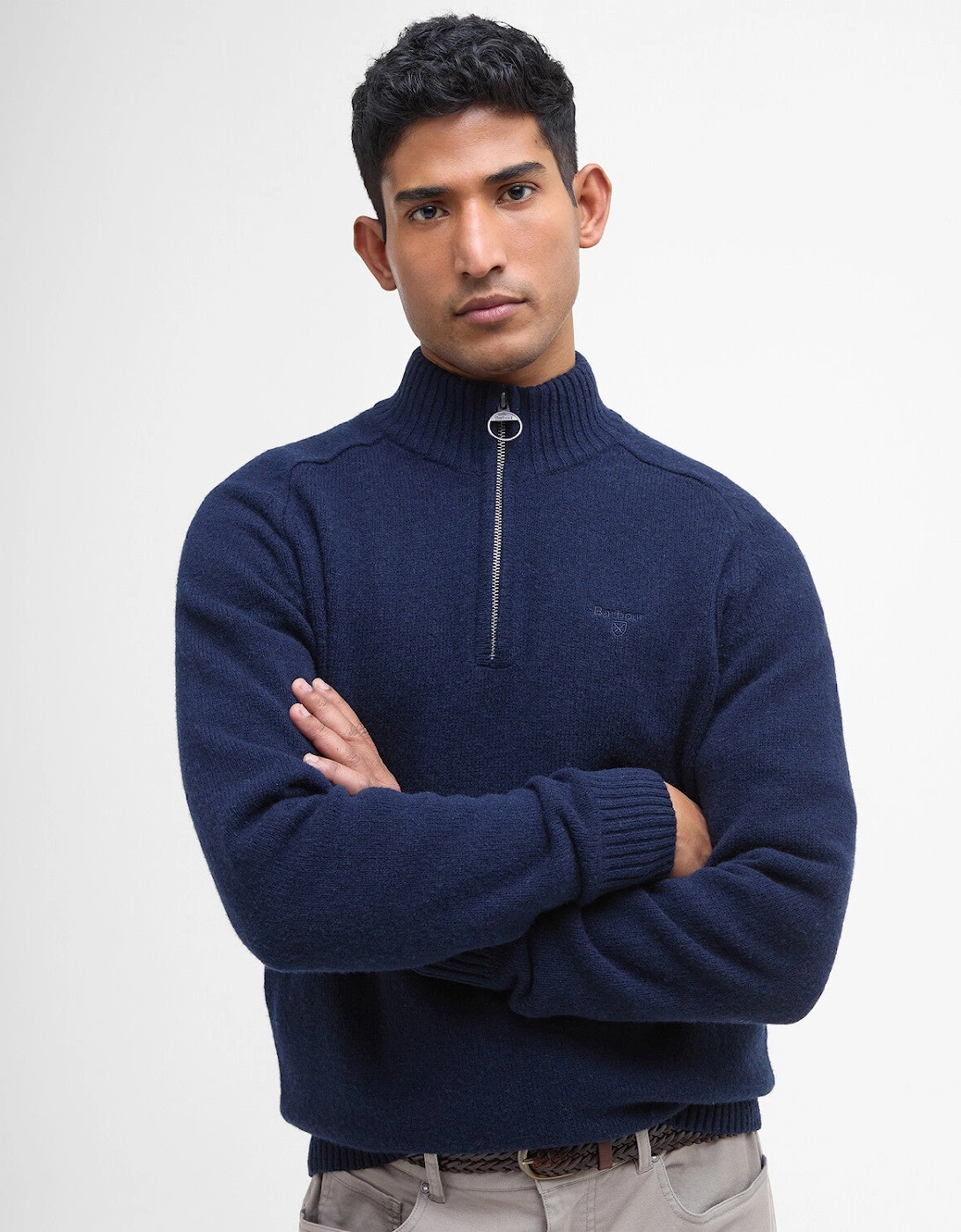 Grangetown Half Zip Knitted Jumper - Navy Blue, 8 of 7