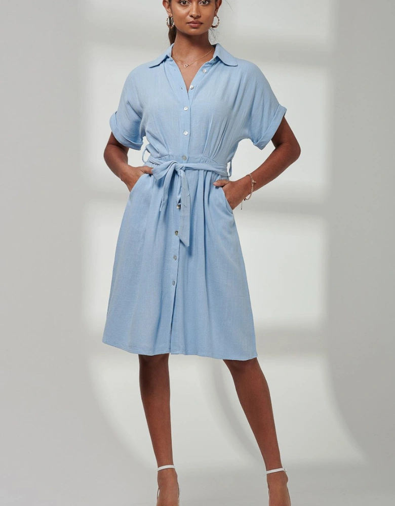 Olivea Linen Drop Shoulder Shirt Dress