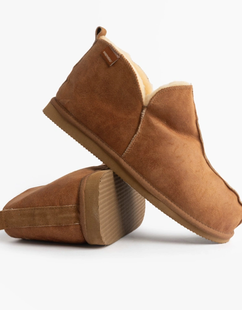 ANTON Mens Sheepskin Slipper Boots Brown