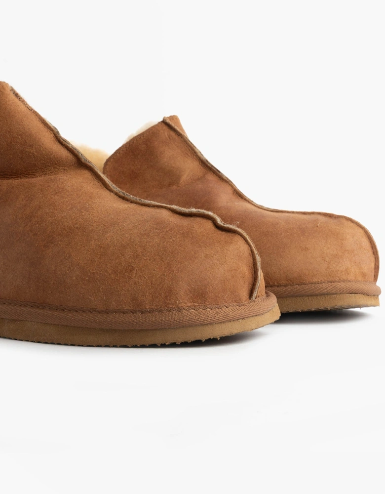 ANTON Mens Sheepskin Slipper Boots Brown