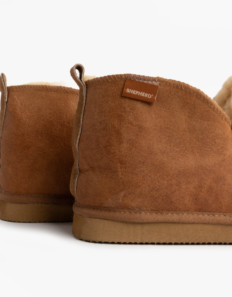 ANTON Mens Sheepskin Slipper Boots Brown