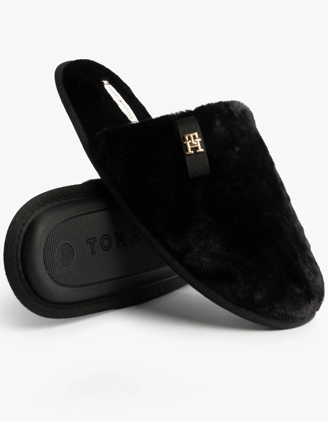 TH FAUX FUR HOUSE SH Womens Slippers Black