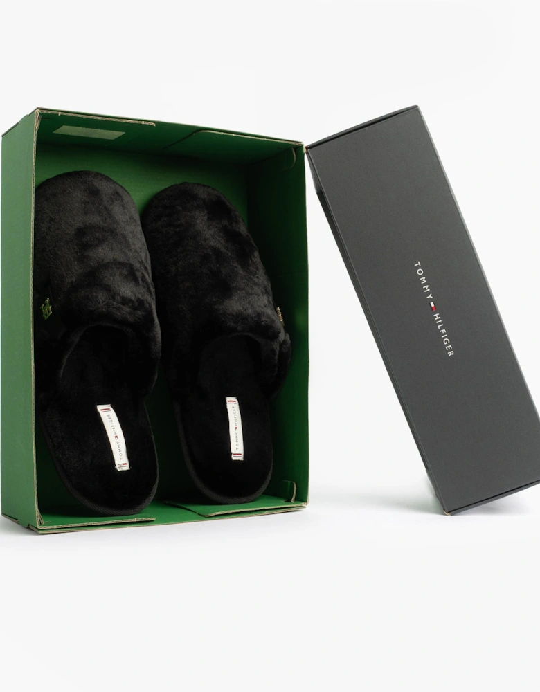 TH FAUX FUR HOUSE SH Womens Slippers Black