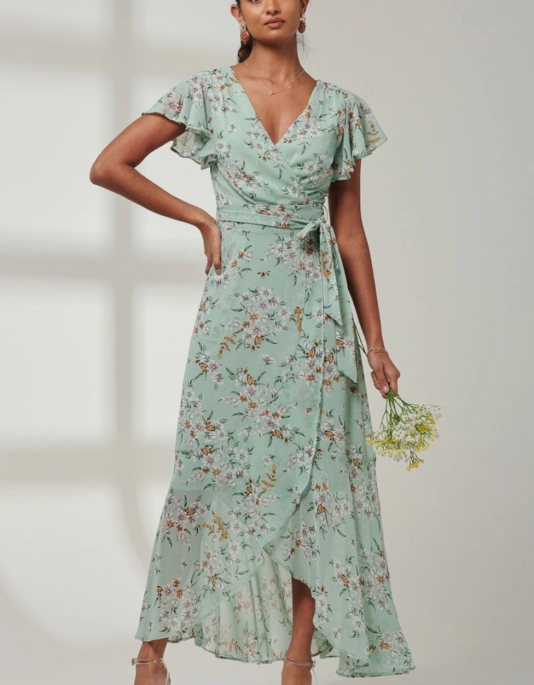 Haylie Frill Chiffon Maxi Dress