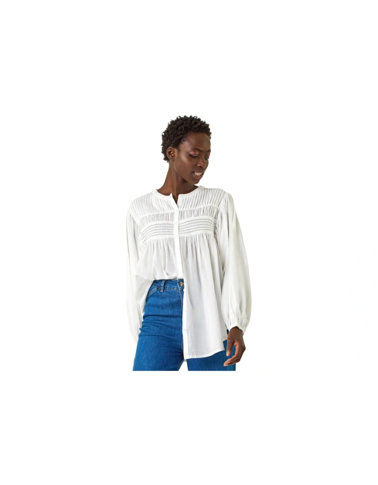 Pleat Detail Button Through Blouse
