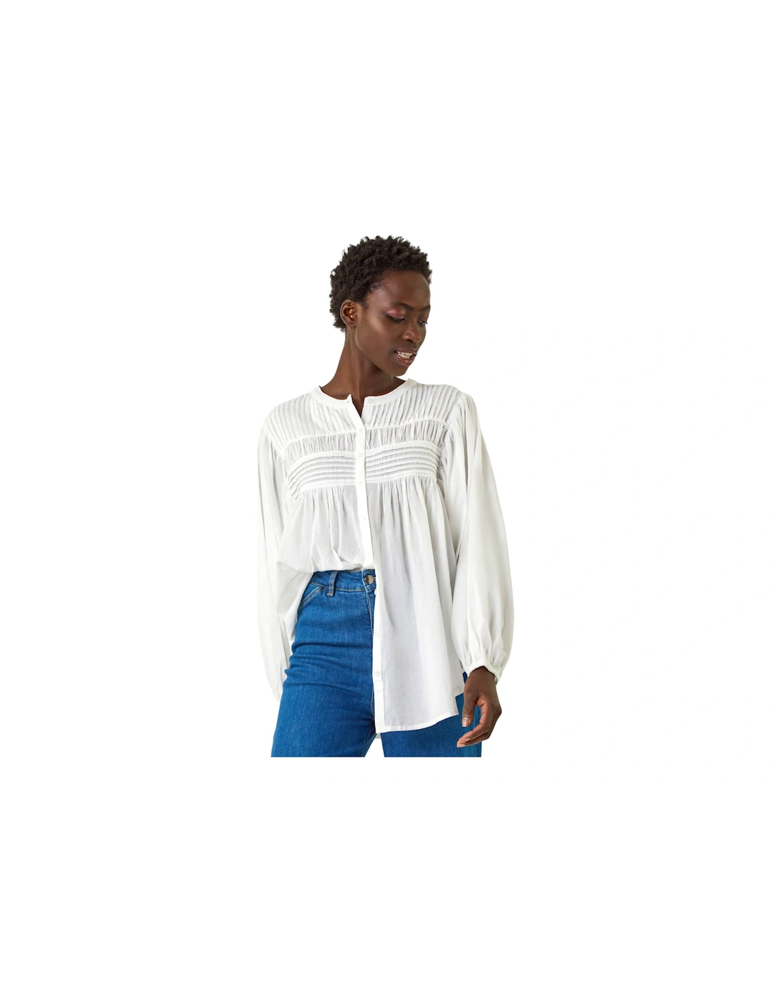 Pleat Detail Button Through Blouse, 2 of 1