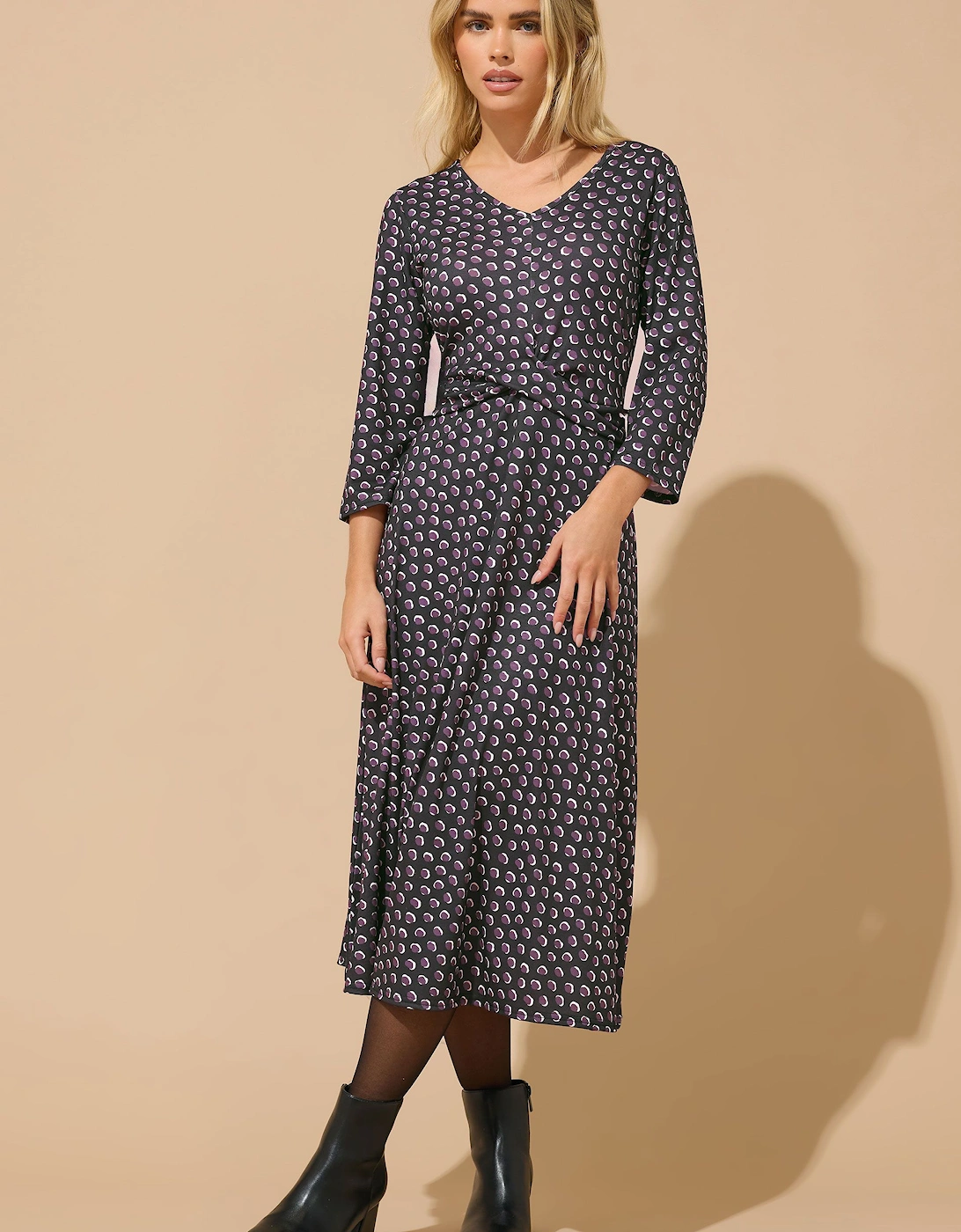 Petite Spot Twist Front Midi Dress, 2 of 1