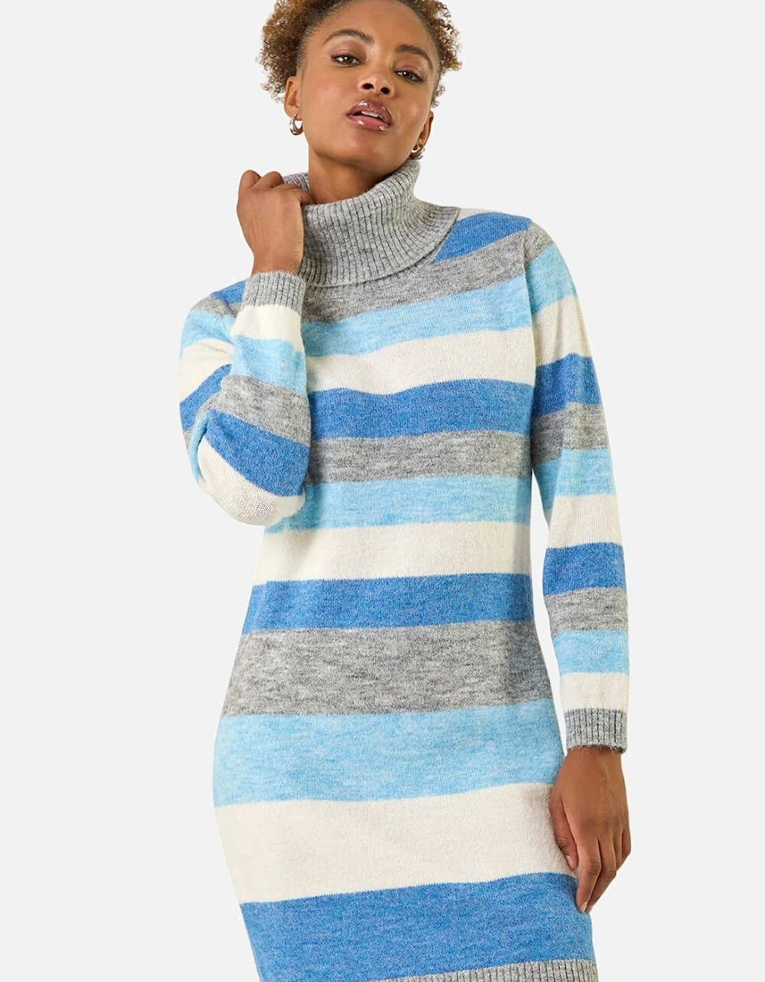 Stripe Cowl Neck Knit Dress, 2 of 1