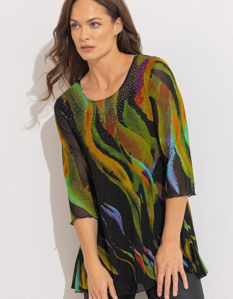 Embellished Mesh Tunic Top