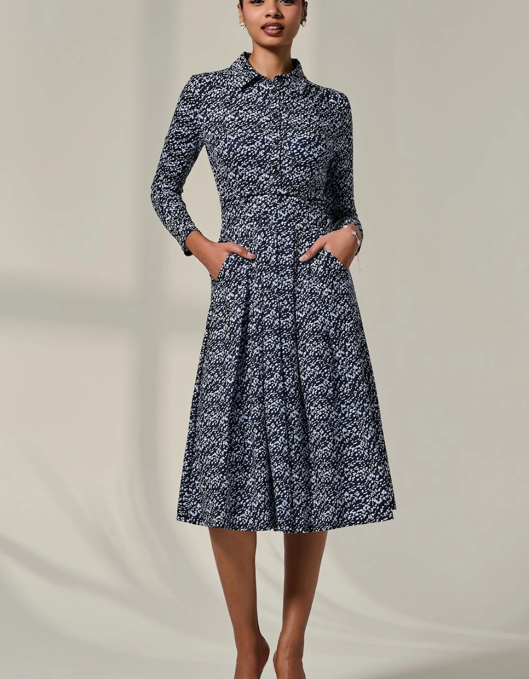 Long Sleeve Button Up Midi Dress, 2 of 1
