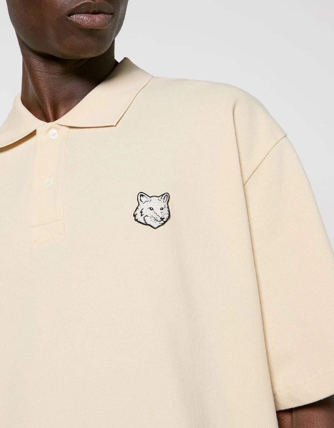 Bold Fox Head Patch Oversize Polo Shirt