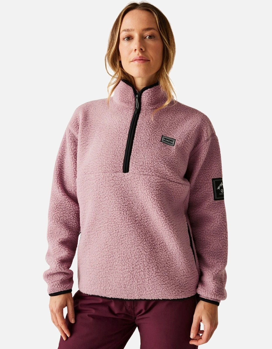Womens Slid Out Half Zip Borg Fleece, 2 of 1