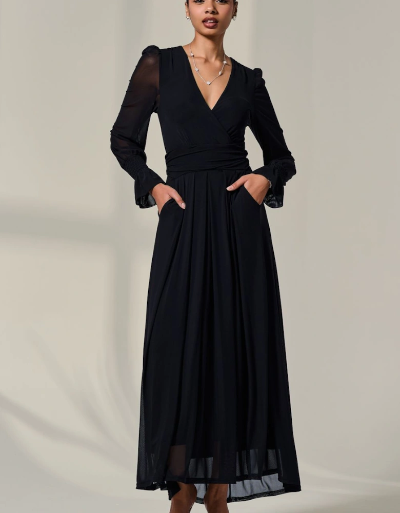 Long Sleeve Mesh Maxi Dress
