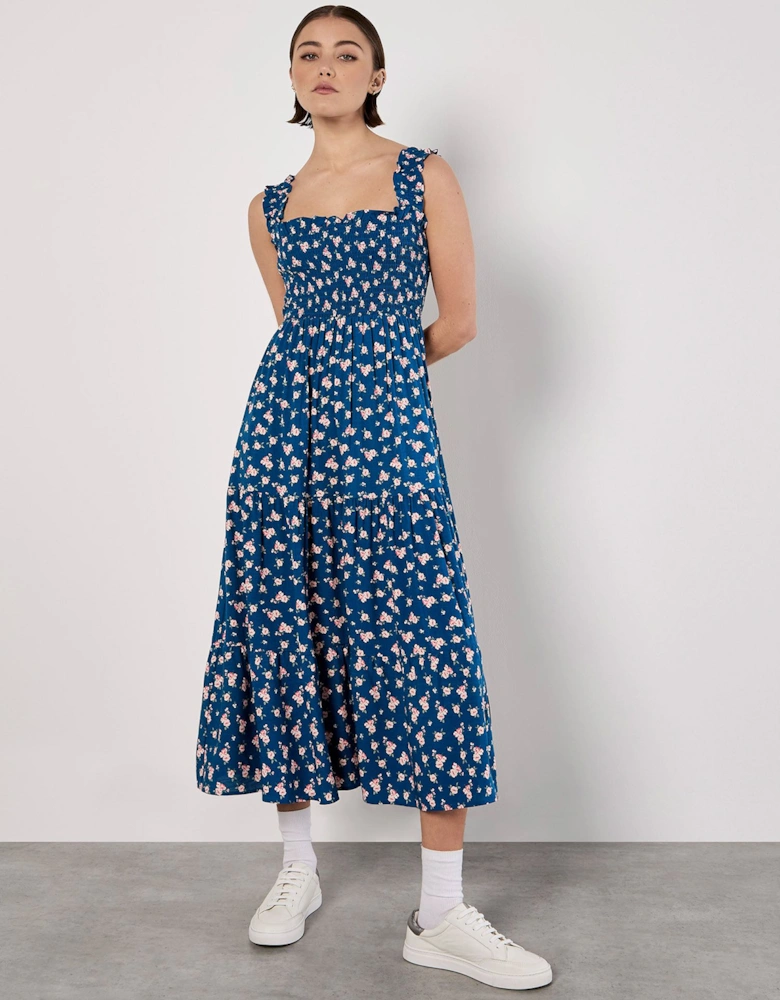 Ditsy Floral Smocked Midi Dress