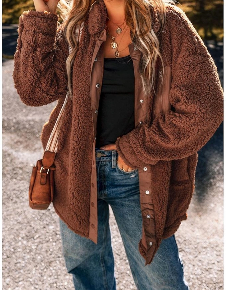Red Clay Faux Shearling Teddy Bear Jacket