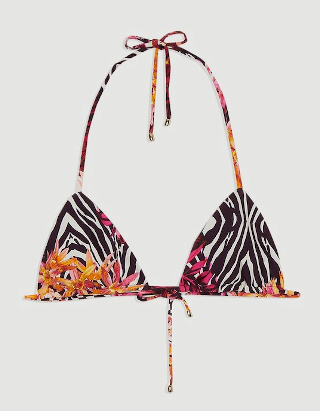 Print Detail Triangle Bikini Top