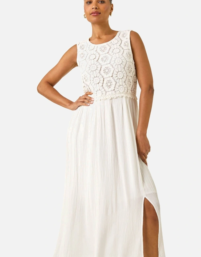 Crochet Bodice Midi Dress