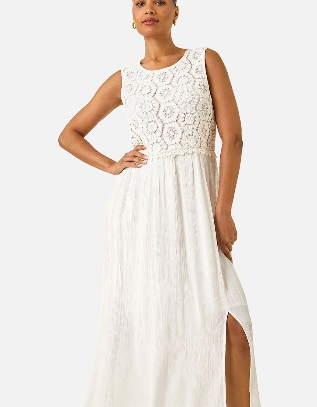 Crochet Bodice Midi Dress, 2 of 1