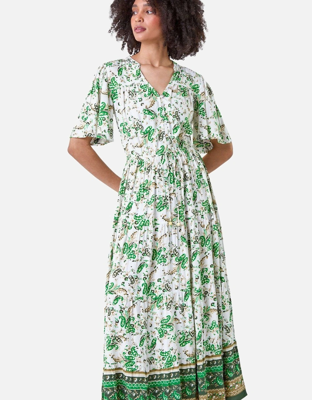 Floral Border Tiered Maxi Dress, 2 of 1