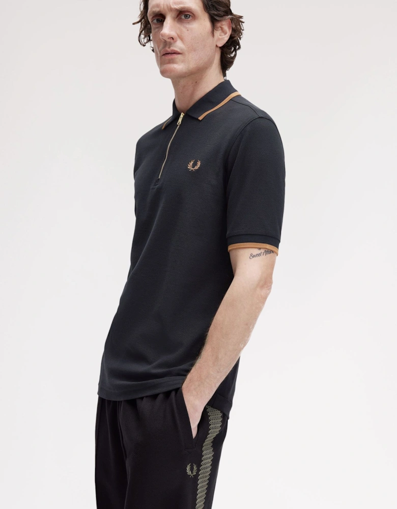 M1672 Crepe Pique Polo Shirt - Black