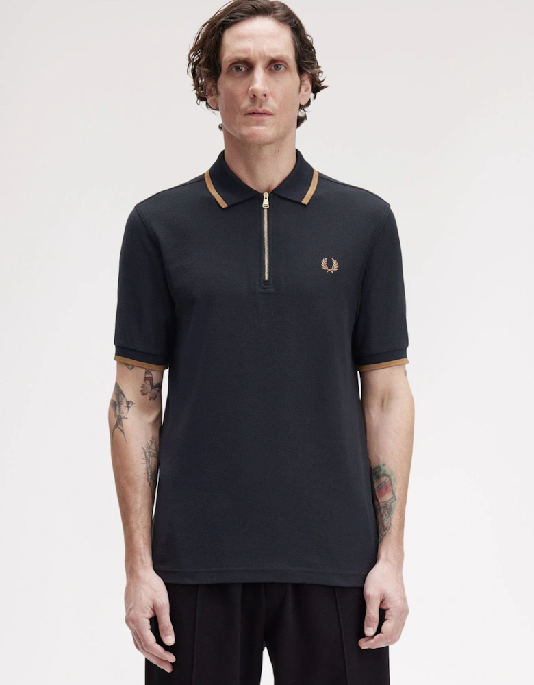 M1672 Crepe Pique Polo Shirt - Black