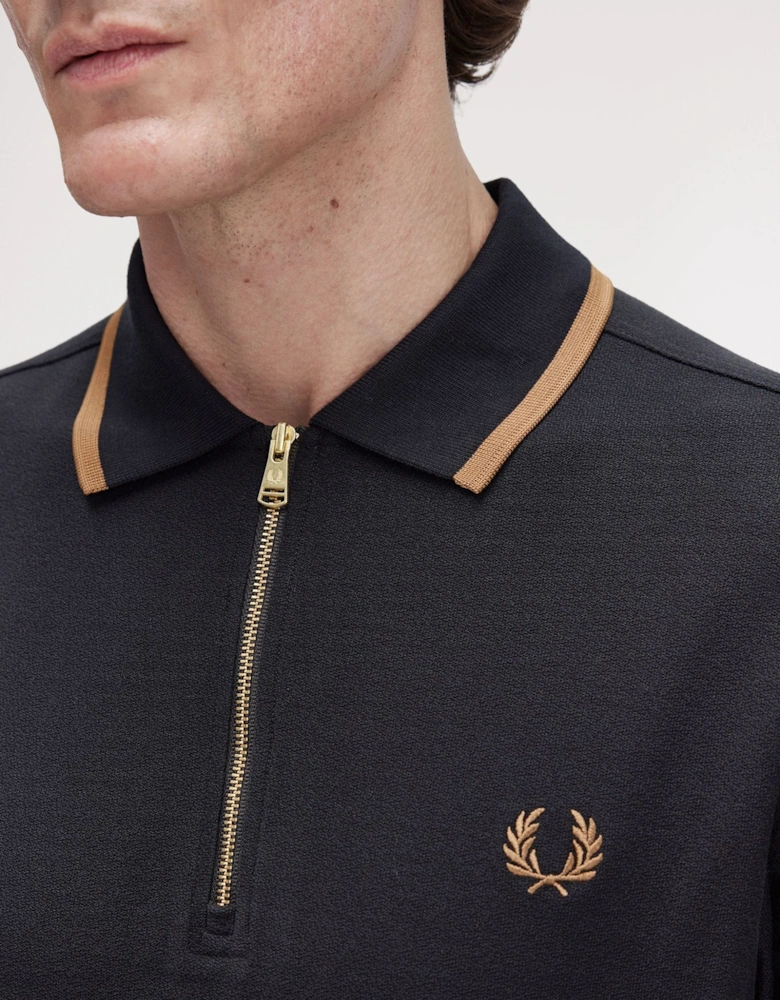M1672 Crepe Pique Polo Shirt - Black