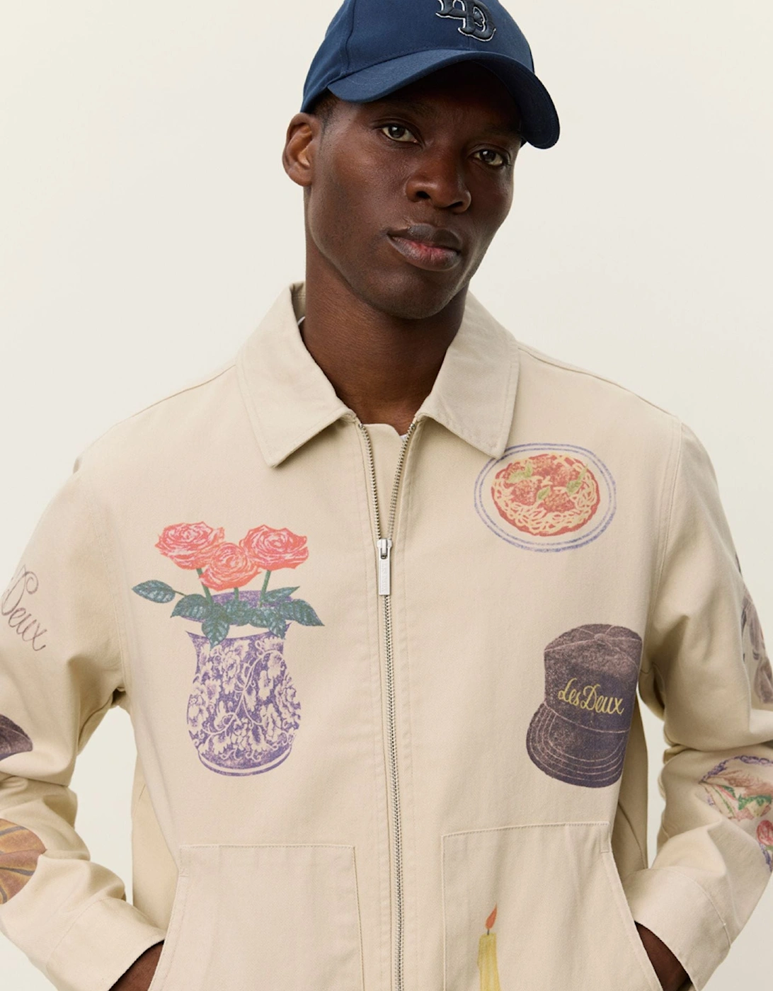 Robert AOP Twill Jacket – Oyster Gray White