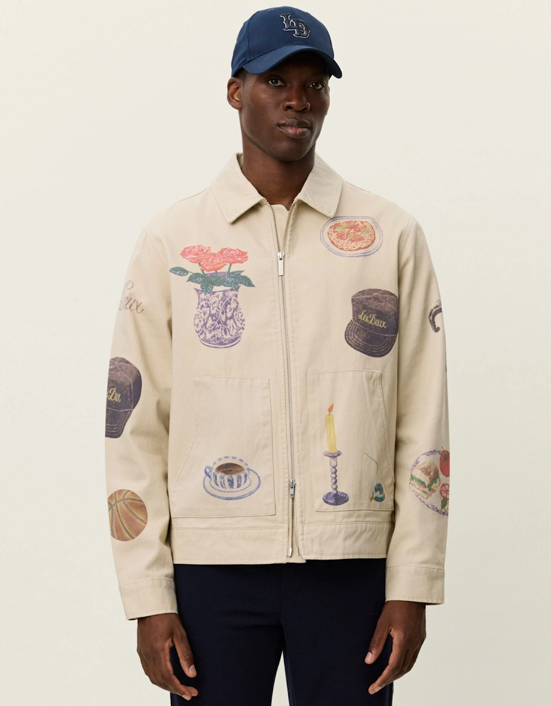 Robert AOP Twill Jacket – Oyster Gray White