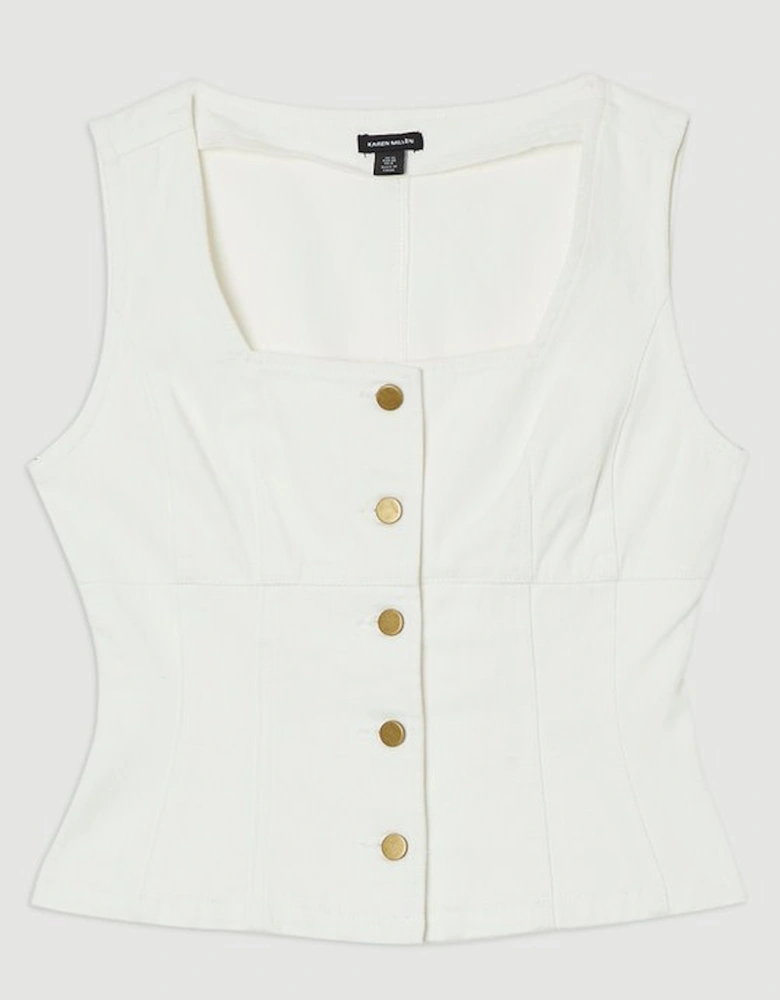 Denim Soft Wash Sleeveless Square Neck Top