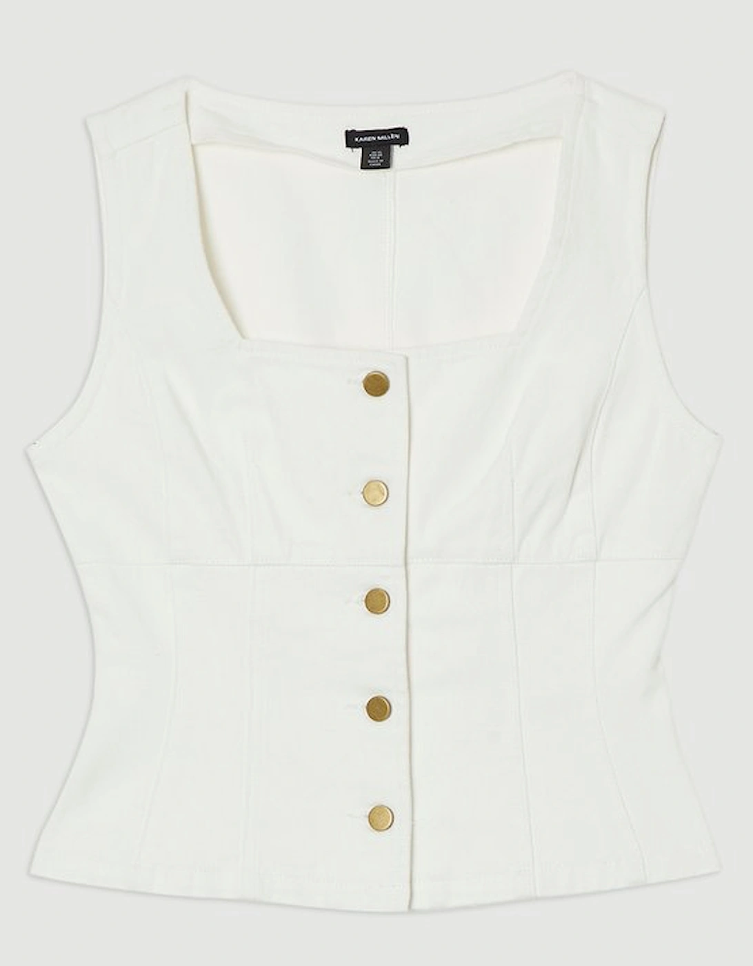 Denim Soft Wash Sleeveless Square Neck Top