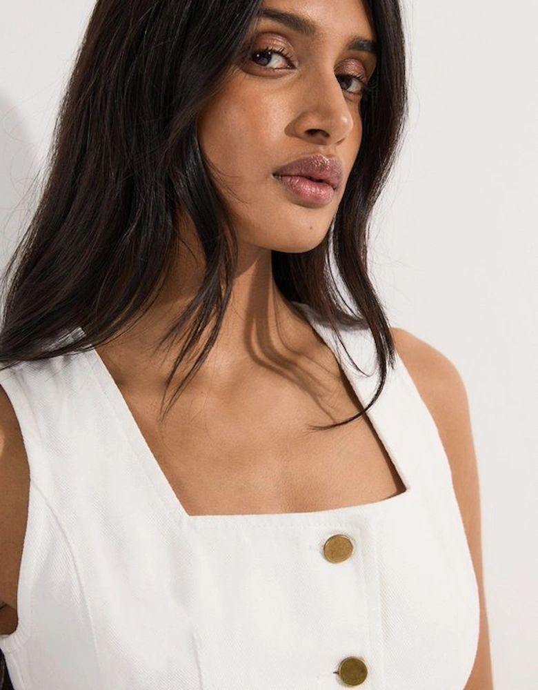 Denim Soft Wash Sleeveless Square Neck Top