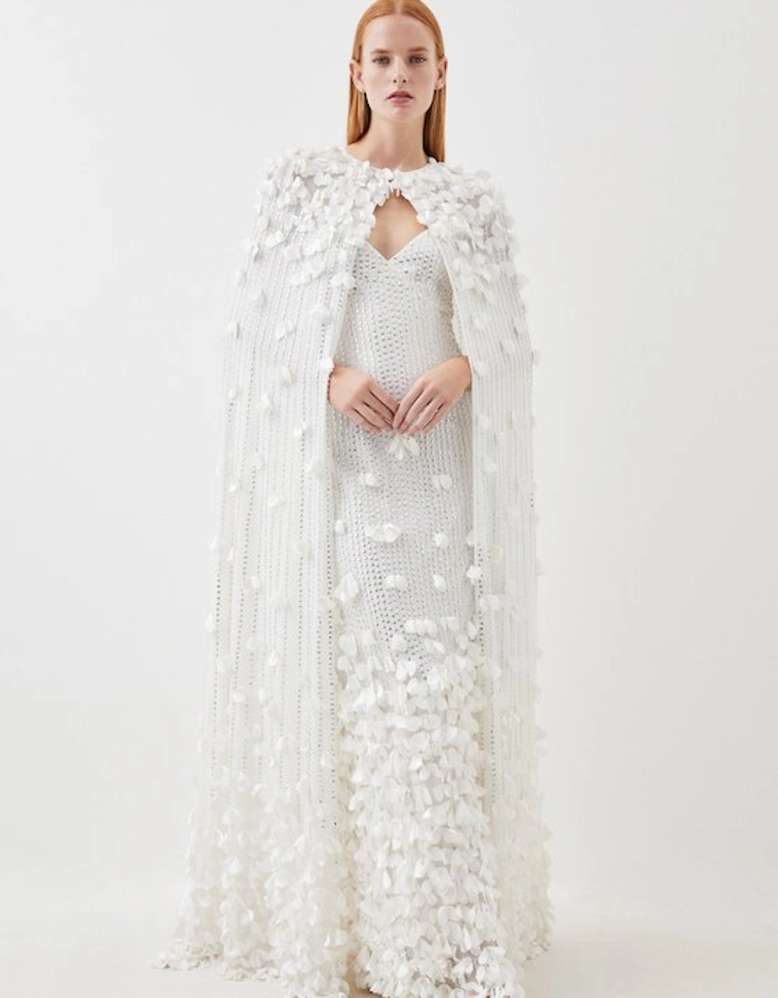 Petite Crystal Applique Woven Maxi Cape, 4 of 3